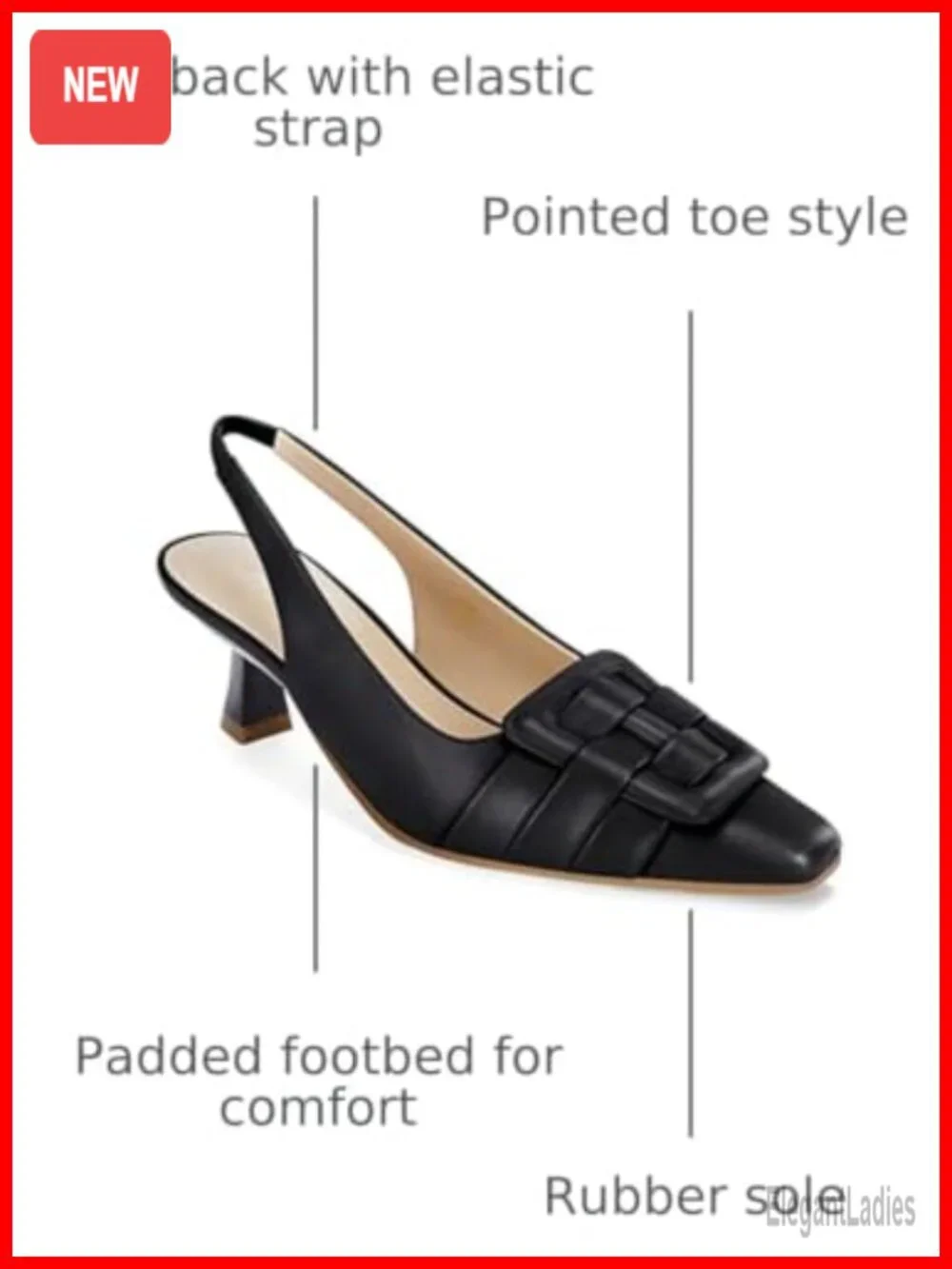 Womens Slingback Kitten Heels Pointed Closed Toe Dress Pumps